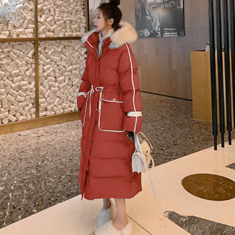 2023 New Women Down Cotton Coat Winter Jacket Female Long Loose Parkas Thick Warm Outwear Hooded Fashion Outcoat