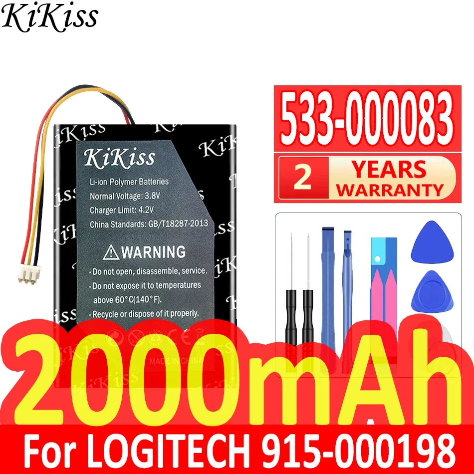 2000Mah Kikiss Potente Batteria 533-000083 533-000084 Per Logitech 915-000198 Harmony Touch Ultimate One 1209 Bateria
