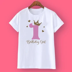 Customized Girls' Birthday Crown T - Shirt - Personalized Name Wild Party Tee - 12Y (-KSTWH-)