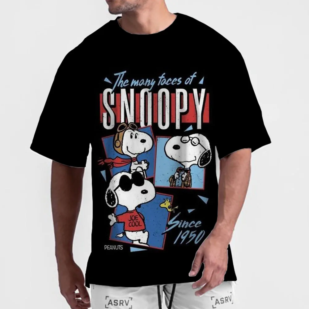 thumbnail image 1 of Camiseta de verano 2024 nueva para hombre, con estampado de Snoopy de Disney, informal, holgada, para fitness callejero, de gran tamaño y alta calidad, 1 of 5