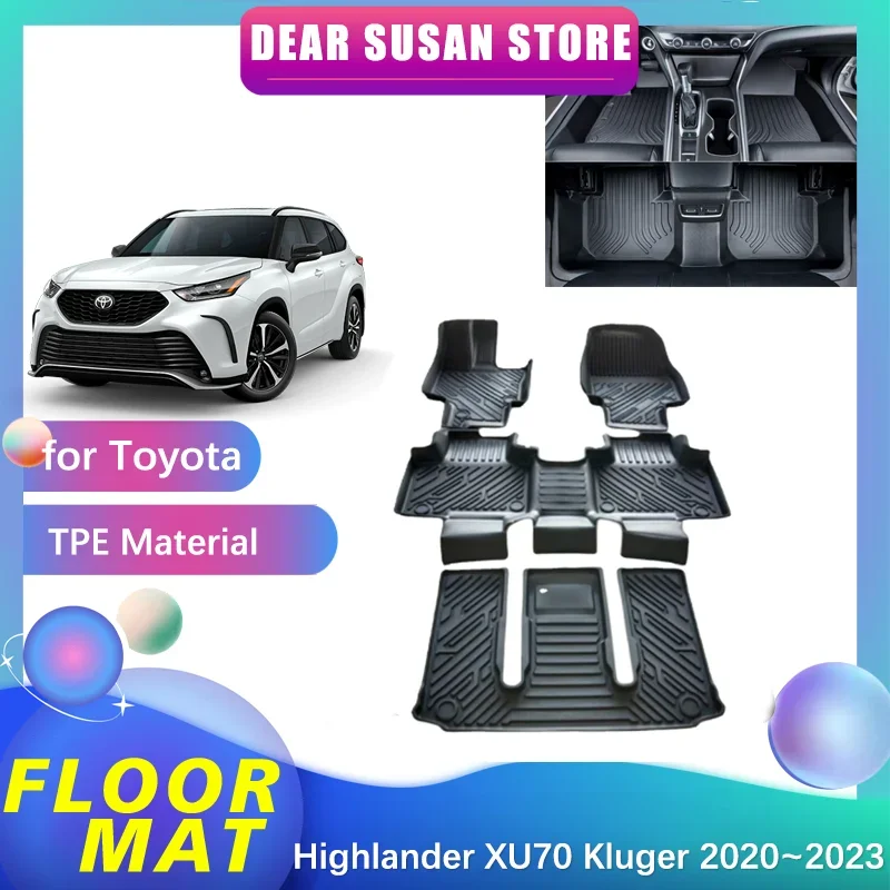 도요타 하이랜더 XU70 클루거 XLE AWD 하이브리드 2020  2023 피트 TPE 라이너 카펫 패드, 맞춤형 커버 러그 액세서리, 자동차 바닥 매트