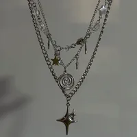 Collier pendentif en spirale en acier inoxydable / collier ras du cou superposé / collier avec breloque étoile / style grunge cyber y2k fairycore subversif archive 1