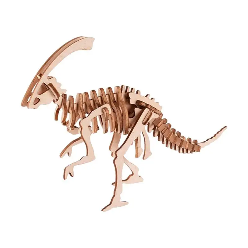 Dinosaur Puzzle DIY 3D Wooden Puzzle Dinosaur Animals Brain Teaser Educational Puzzles Assembly DIY Model Toy For Kids And