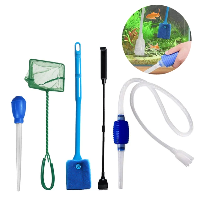 5 in 1 Aquarium Algae Fish Tank Kit Cleaning Tools Set Gravel Rake