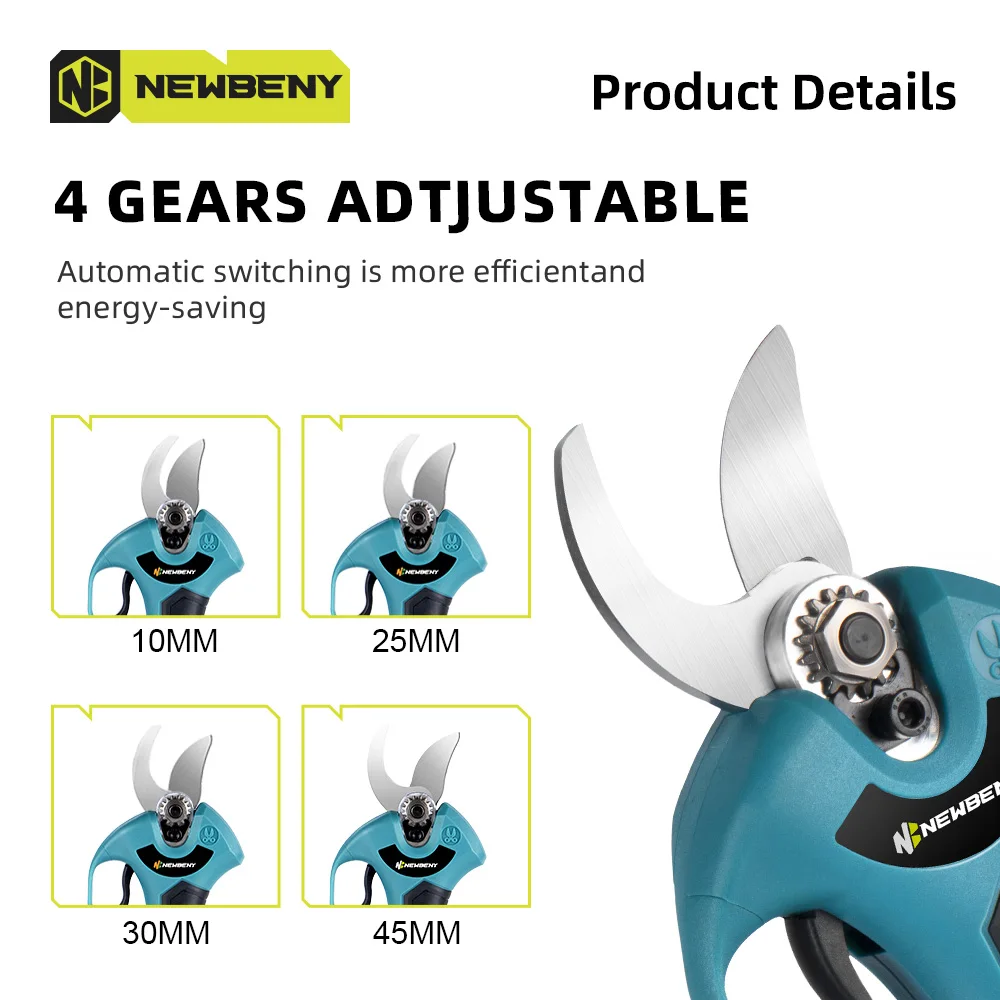 NEWBENY 30mm Brushless Electric Pruner Shear 4 Gear Efficient Rechargeable Fruit Tree Bonsai Pruner Cutter For Makita 18VBattery 4