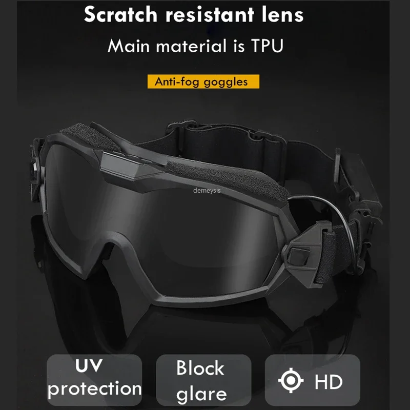 Tactical Goggles Tactical Goggle with Micro Fan Anti Fog with Interchangeable Lens Motor Paintball Airsoft CS Game Goggles