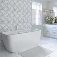 Whirlpool Bathtub with Hydraulic Massage Vortex Jet and Adjustable Bubble Injection System, Handheld Shower, Center Drainage 1