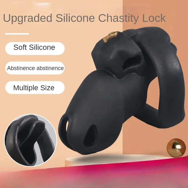 Silicone Chastity Cage Male Cock Lock 5 Penis Rings Sex Toys For Sissy Men Femboy Stretcher BDSM Gay Er penis chastity cage,chastity lock sex toy,chastity cage accessory,penis cock ring