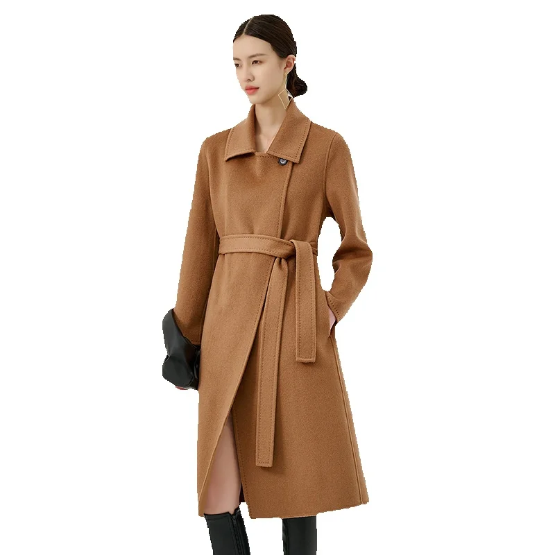 

Двусторонний кашемировый свитер с подкладкой, Женская Корейская шерстяная куртка с длинным плечом