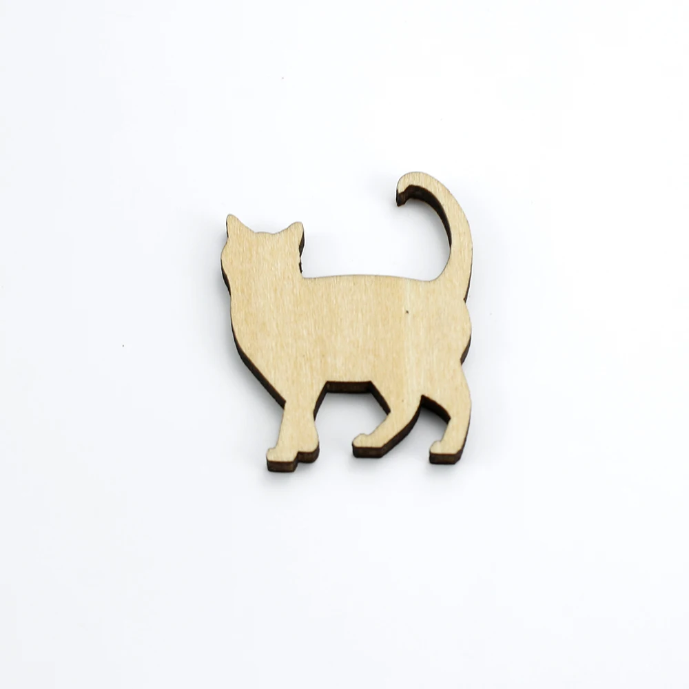 

Pet cat art modeling, mascot laser cut, Christmas decorations, silhouette, blank unpainted, 25 pieces, wooden shape (04101)