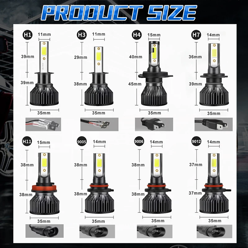 H4 LED 헤드라이트 5300W 슈퍼 4300K 5000K 6000K 캔버스 H7 H11 H8 H9 9005 HB3 9006 HB4 9012 HIR2 자동차 램프 미니 12V LED 안개등
