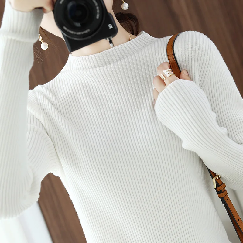 

Женский свитер 2023, новый стиль, Модная приталенная рубашка на завязках с коротким высоким воротником, универсальная рубашка на весну, осень и зиму с длинными рукавами