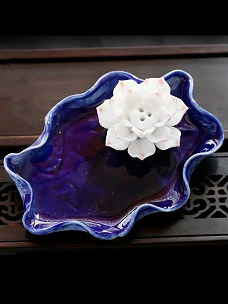 Ceramic Lotus Ornament, Incense Stove, Thread, Insert Tower, Incense Plate, Suitable for Home Office, Tea Ceremony