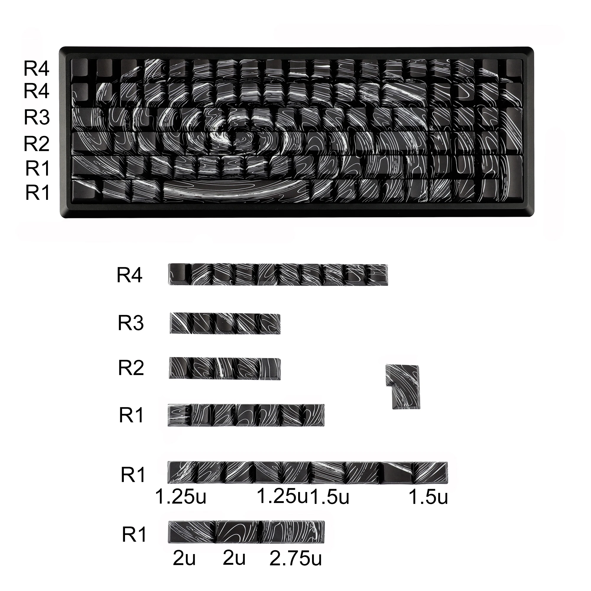 ISO kersenprofiel dye-sub PBT volledig set keycap set - grijs wit munt