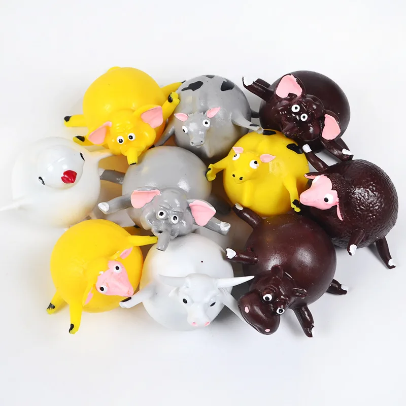 4PCS Kids Funny Dinosaur Animals Inflate Vent Balls Toy Squeeze Soft Ball Balloon Fidget Party Sports Cute Funny Games Toys Gift 4