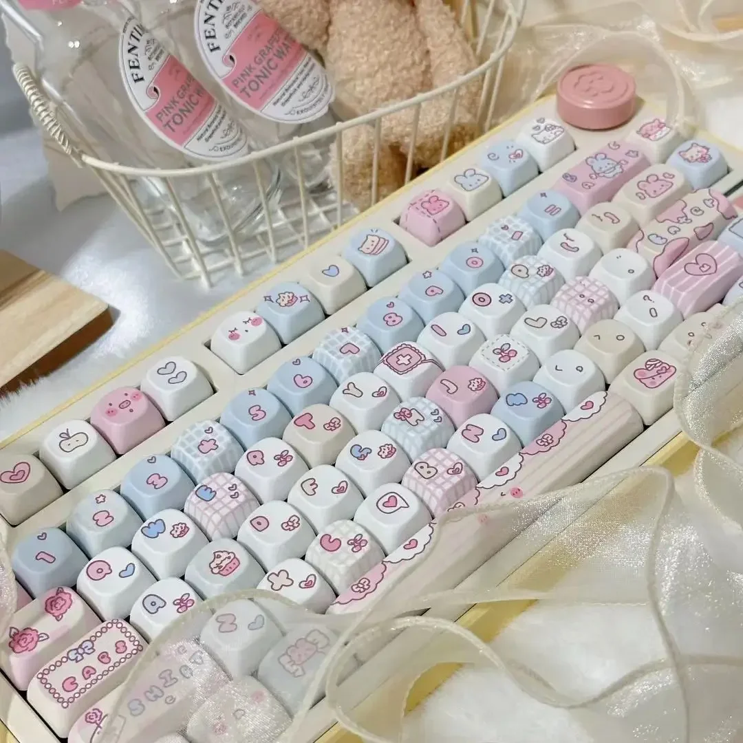 Teclado Mecânico Keycap Perfil Roa Coelho Pbt Keycaps Cute Dye-sub Interruptor mx Presente 123 Chaves - Imagem 2