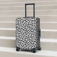 Black White Leopard Print Suitcase Cover Animale Snow Cheetah Fun Business Protection Luggage Case Vacation 1