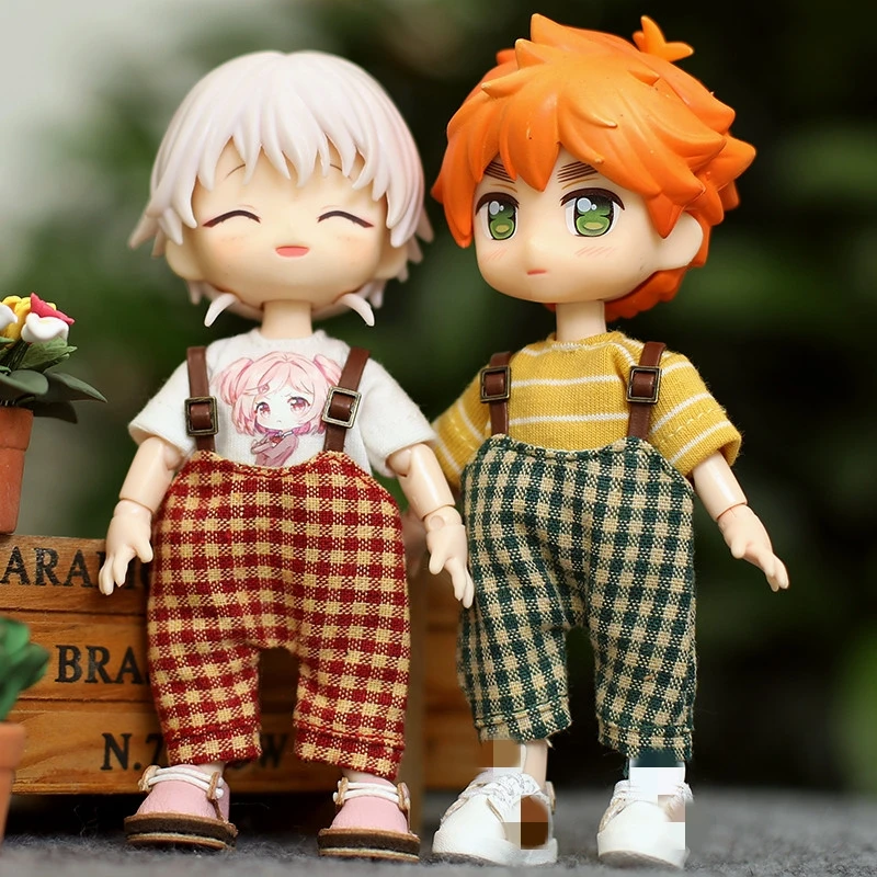 OB11 Doll Clothing Accessories Plaid Pants GSC Casual Straps Plaid Pants 1/12 Points Bjd Molly Doll Clothing