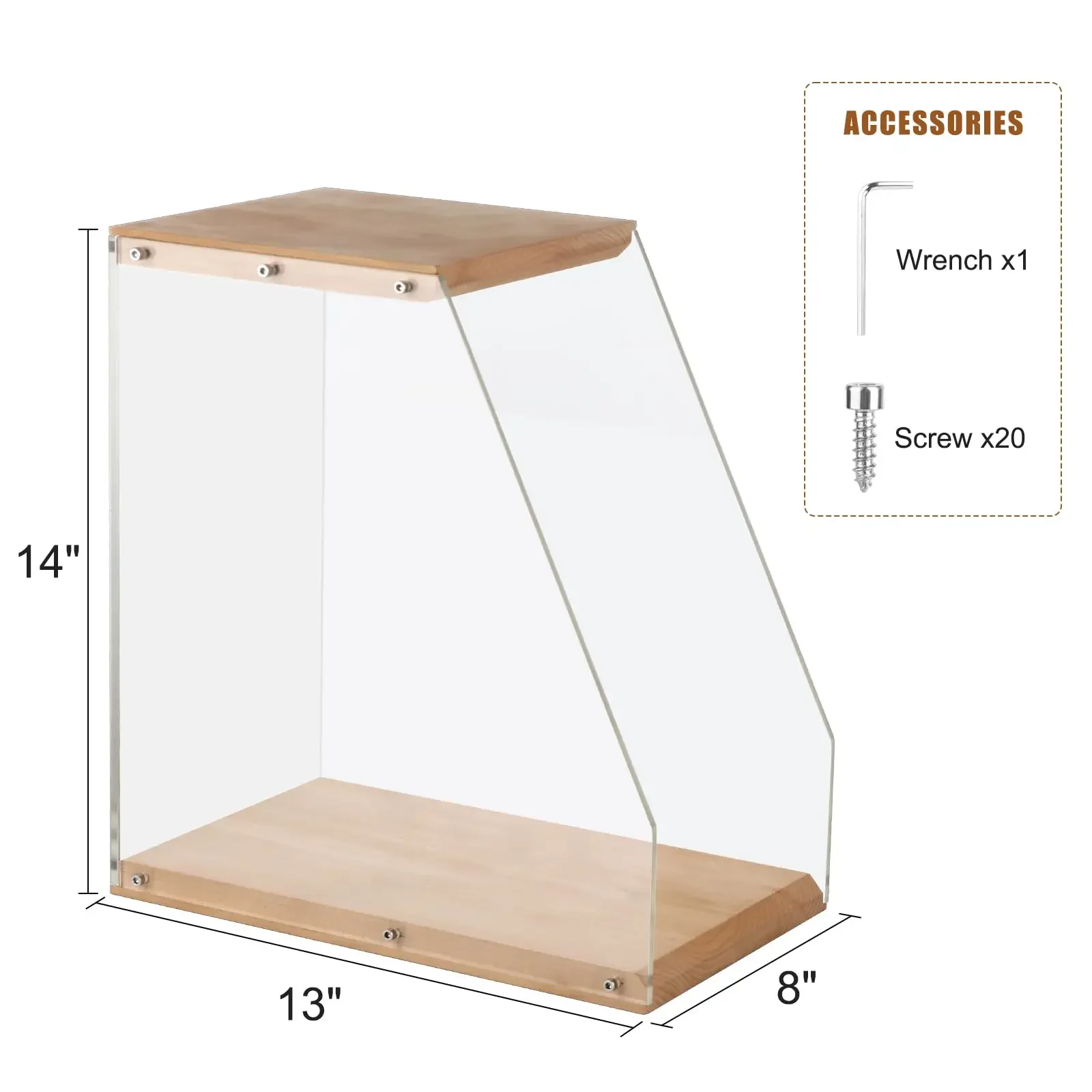 Vinyl Record Storage, Vinyl Record Album Holder, Box Case Crate, Desktop Acrylic & Wooden LP Record Crate, Holds to 40+ Records