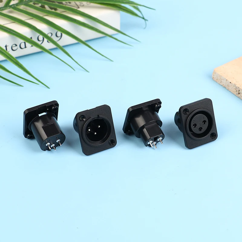 1PC XLR 3pin Male Female Panel Audio Microphone Jack Plug Connector XLR straight-foot plastic Karon seat