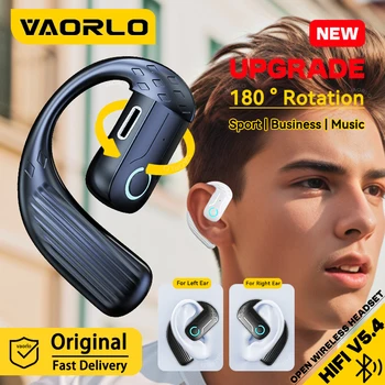 Auricolare wireless aperto Bluetooth 5.4 180 ° Cuffia universale con orecchio sinistro destro regolabile con rotazione con microfono per musica sportiva aziendale 1