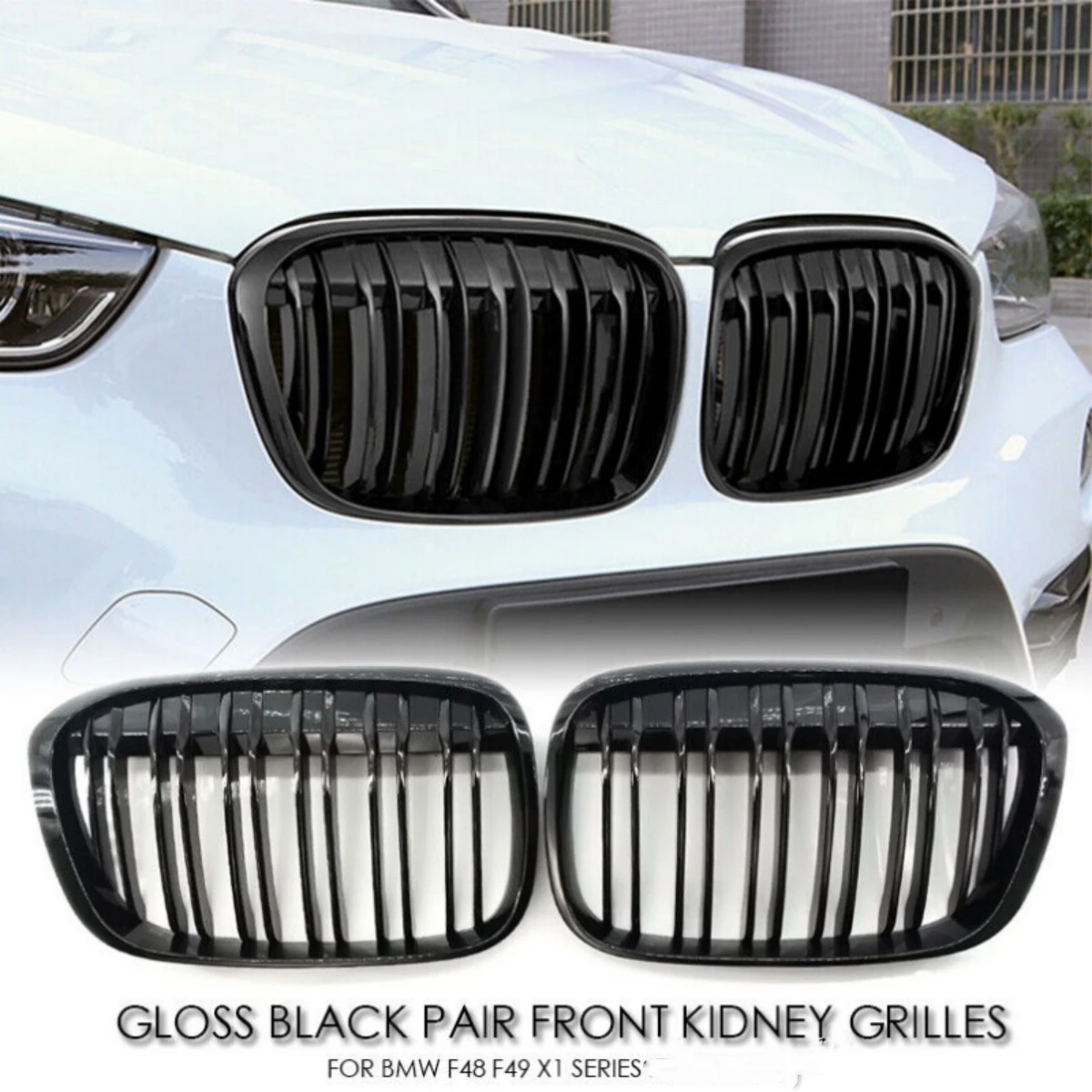 앞 범퍼 키드니 그릴, 싱글 라인 그릴, BMW X1 F48 F49 2016-2020 51117383363 51117383364 자동차 액세서리, 2 개