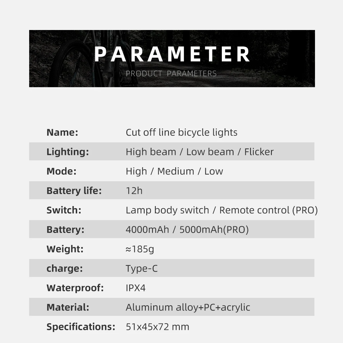 Wireless Remote Bike Light 1000LM 5