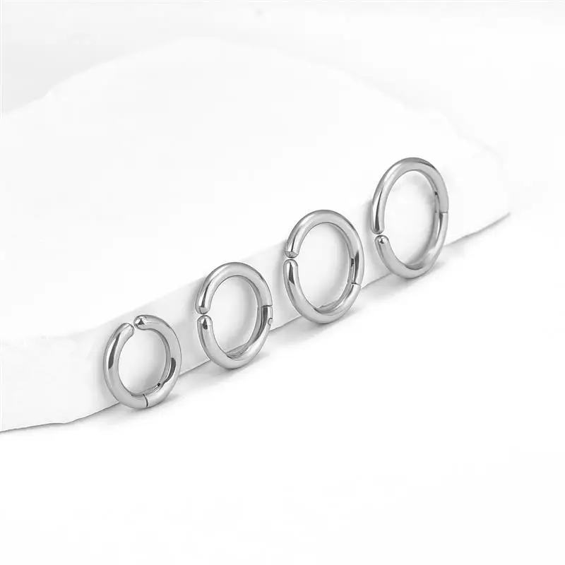 Earrings Without Ear Holes Women Men Punk Hoop Earrings Black Clip-On Stainless Steel Female Mens Jewellery hoop earrings,ear clip earrings,clip earrings