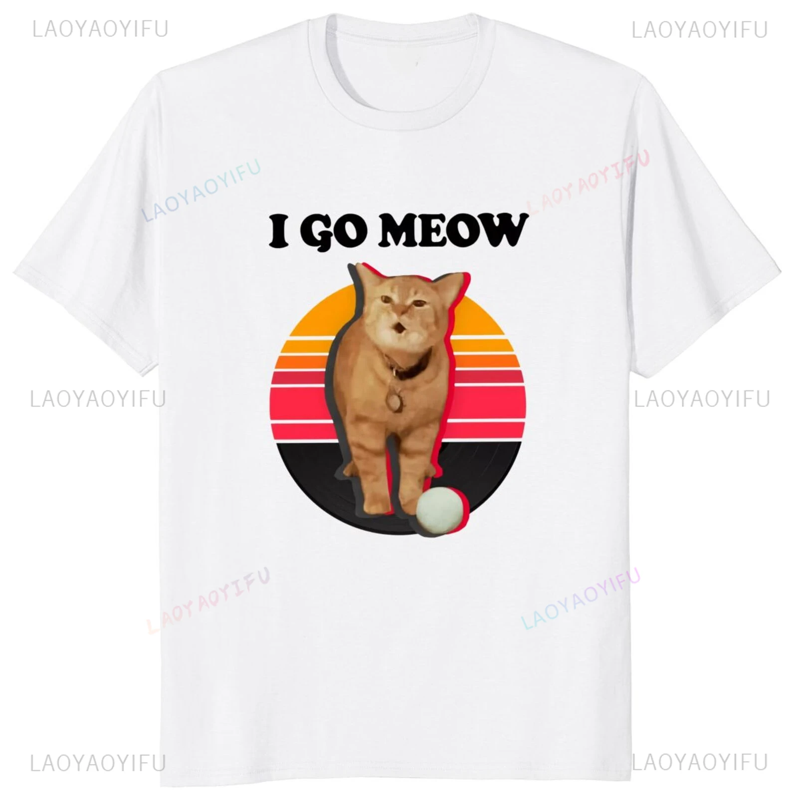 

Chic I Go Meow Meow Cat Short Sleeve Fun Cat Meme Novelty Shirt Top Y2k soft unisex O-neck T-shirt EU Size Summer clothing