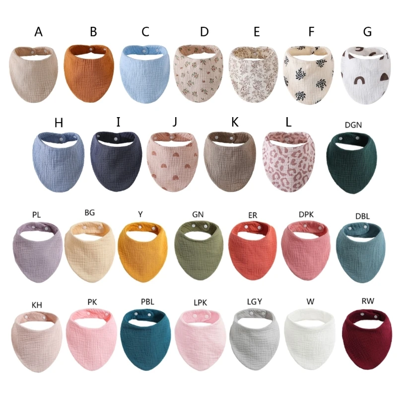 Baby Bibs Organic Cotton Muslin Scarf Burp with for Triangle Gauze Water Absorb Bandana for Boys Girls 2