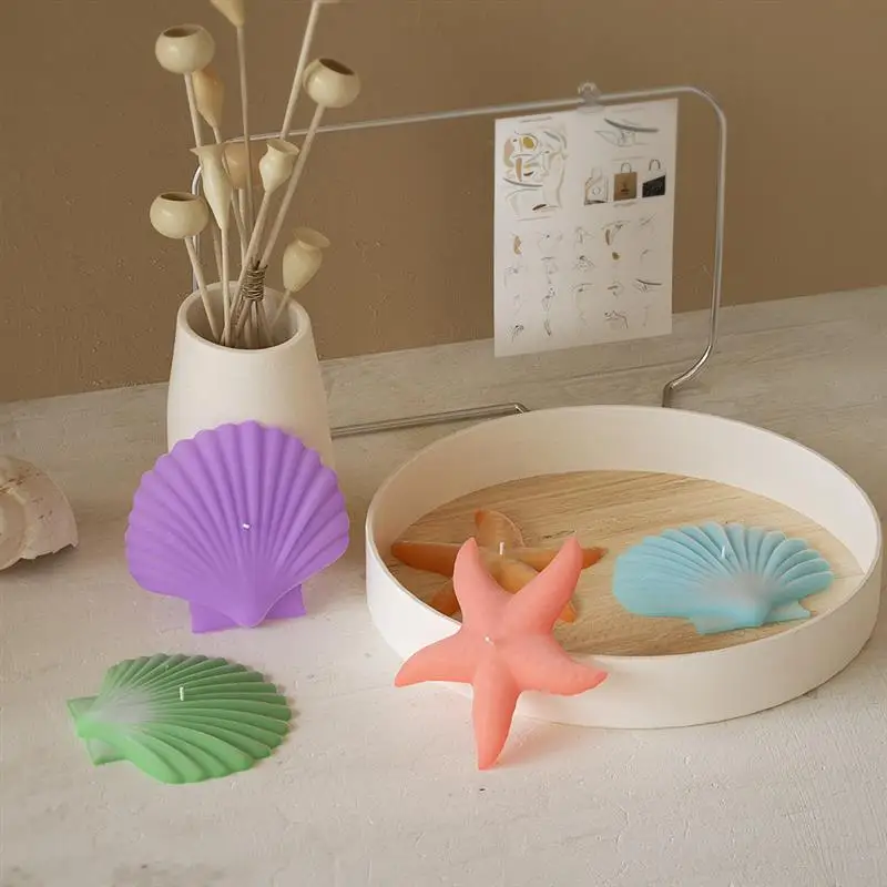Description Picture 2 of itemShell Starfish Shaped Candle Silicone Mold Fan-Shaped Shell Scented Candle Plaster Making Mould Epoxy Resin Molds Home Decor