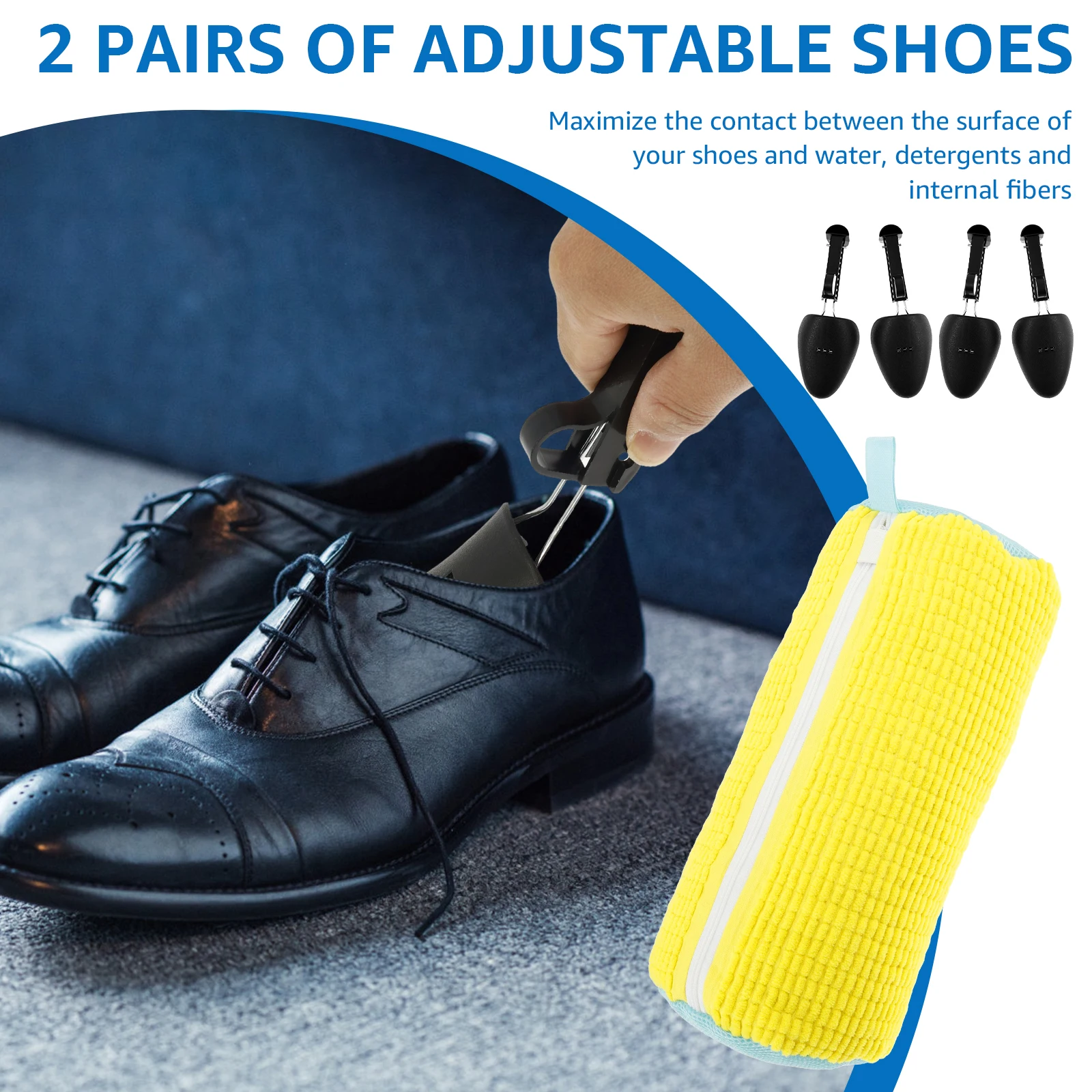 2PCS Sneaker Wash Bag Shoe Cleaning Kit Polyester Fabric Basket Reusable Shoe Laundry Storage Bags for Washer Dryer Wash Home