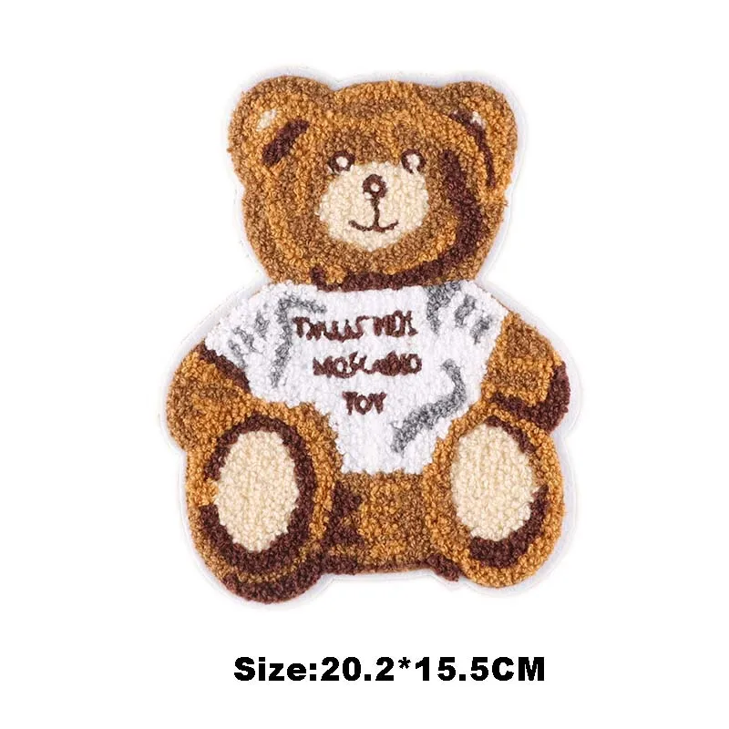 Cartoon Niedlicher Teddybär Großer Aufnäher Chenille Stickerei-Applikation für Kleidung, DIY Aufnähbare Patches für Jacken, Kinderkleidung – Detail 6