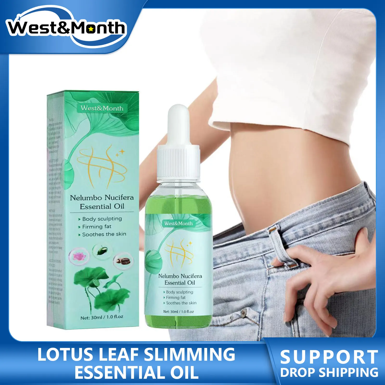 

Lotus Leaf Slimming Essential Oil Herbal Body Care Leg Waist Belly Thigh Anti Cellulite Fat Burning Weight Loss Massage Product