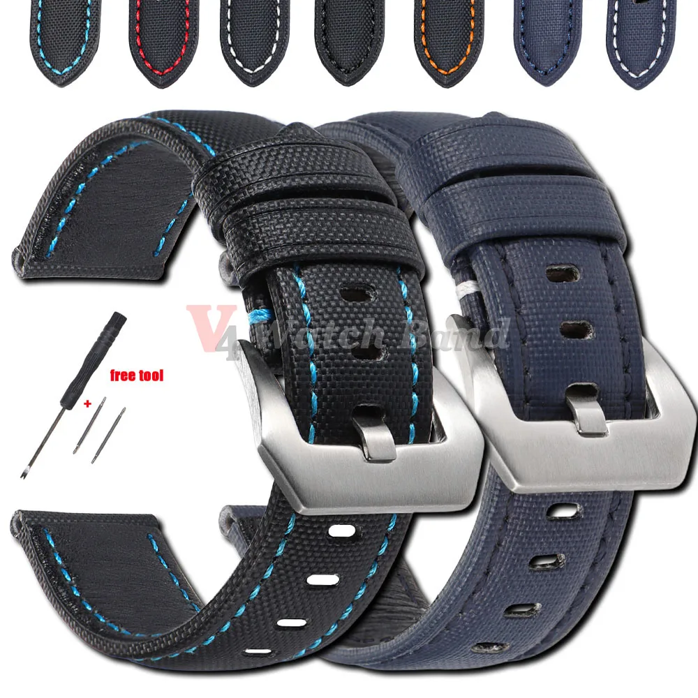 tonjett high quality multicolor nylon sailcloth watch... Sailcloth Nylon Watch Strap 20mm 22mm 24mm 24mm for Panerai for Omega ...