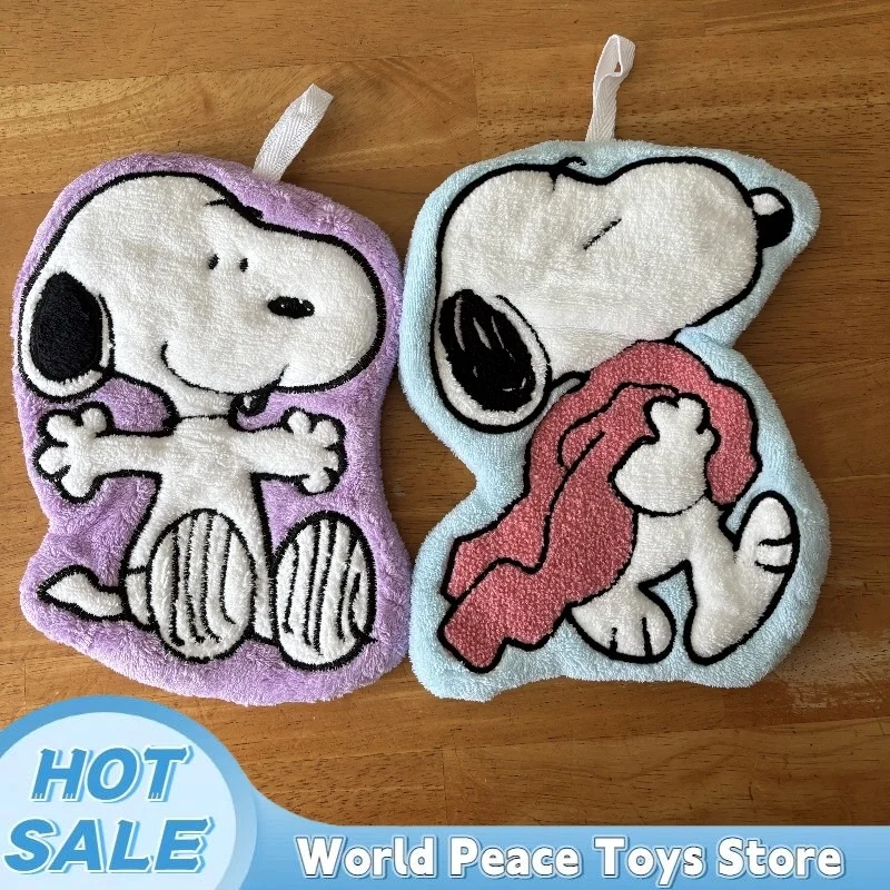 2026 New Kawaii Snoopy Hanging Hand Towel Cartoon Cute Water-Absorbent Coral Fleece Kitchen Quick-Drying Shower Room Supplies 3