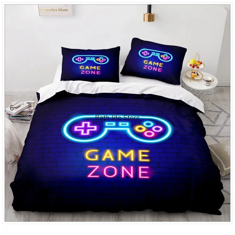 Mode Spiel Controller Bettwäsche Set Königin Größe Bettbezug Set Kreative Schwarz Tröster Bett Abdeckung Set 2/3 stücke Hause textil 3D – Detail 9