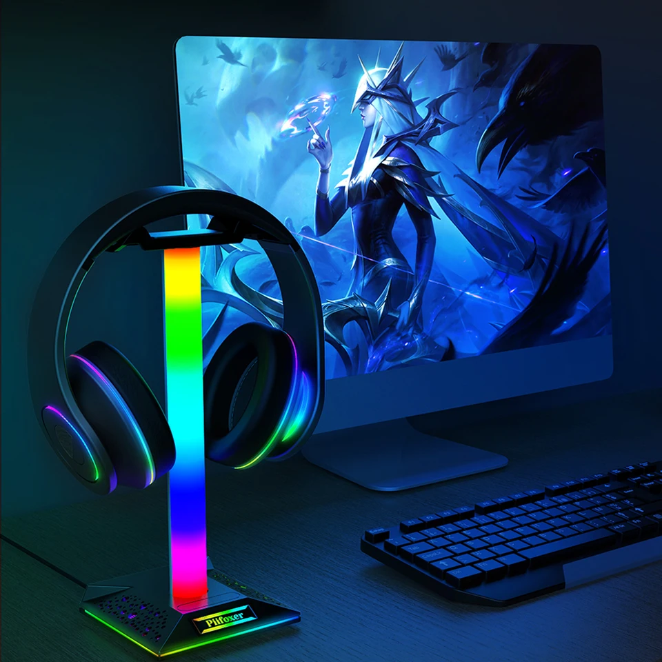 RGB Gaming Headphone Stand with USB Ports