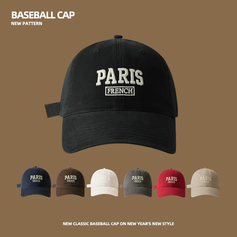 New Cotton Letter Paris Baseball Cap for Women and Men Casual Visor Snapback Embroidery Summer Unisex Solid Color Sun Hats 2