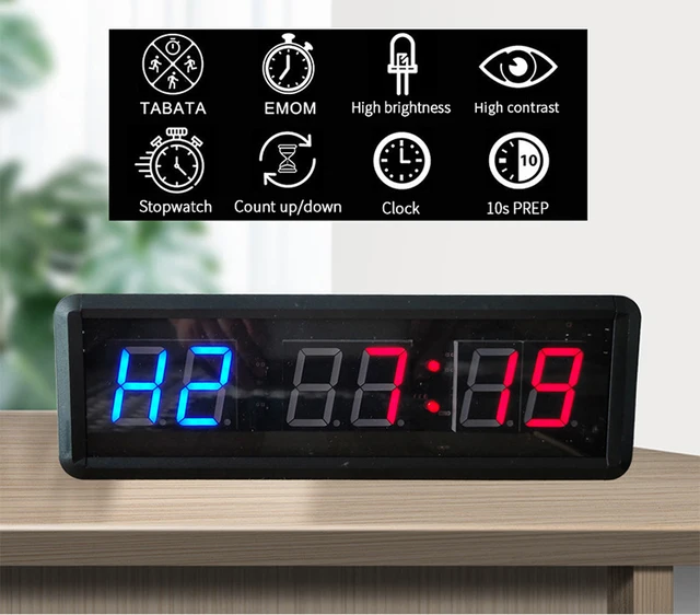 Wall Mounted Multi-functional Gym Interval Workout Timer, Indoor