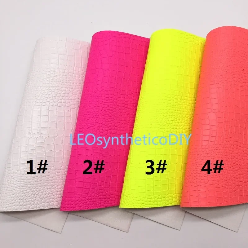 Leather Fabric Sheets Rolls Neon Crocodile Faux Leather Fabric Synthetic Leather Fabric For Making Bows LEOsyntheticoDIY R2046A