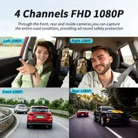 Caméra de tableau de bord de voiture 4 canaux boîte noire caméra de conduite FHD 1080P avant gauche droite arrière Vision nocturne enregistrement en boucle ajouter kit de fil dur 2