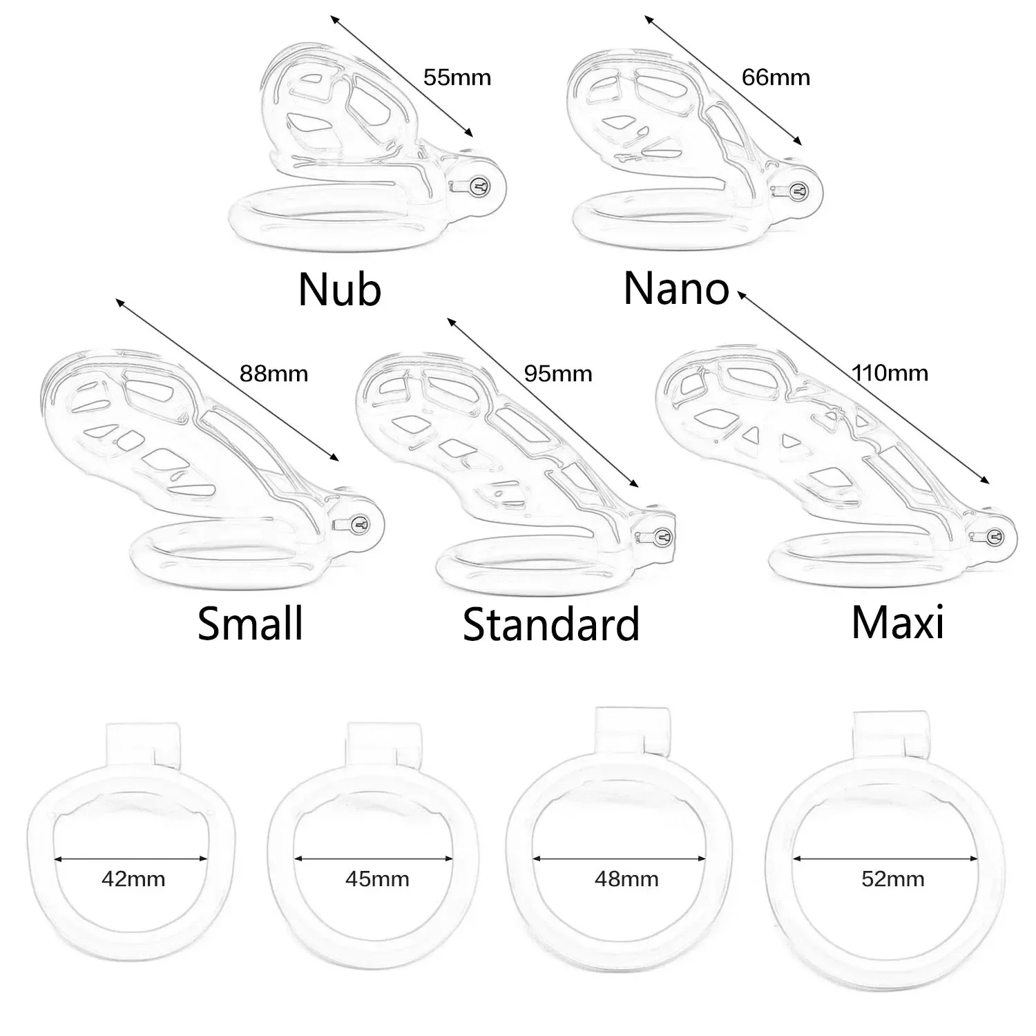6 sizes CB Nylon Chastity Cage Sex Toy Male Penis Bondage Restraint Sex Game for Couple Penis Ring Nano Nub Erotic Urethral Lock