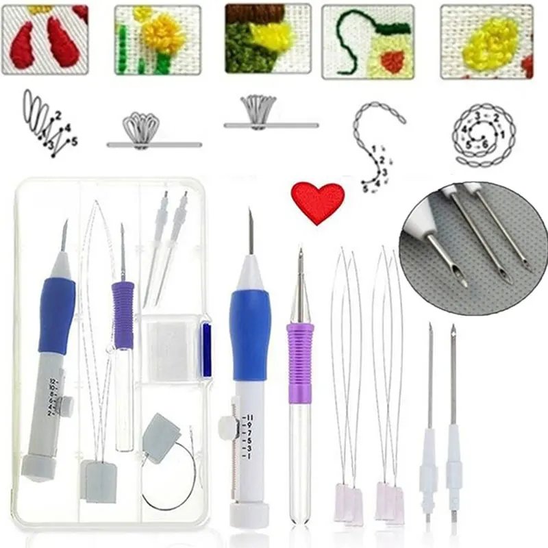 7Pcs Punch Needle Embroidery Kit,Embroidery Pen Punch Needle Set