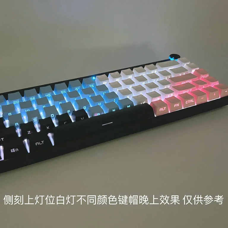 Lado Gravado Luz Transmitindo Keycap 61 Teclas Branco Preto Rosa Pbt Infecção por Gradiente Teclado Mecânico Oem - Imagem 3