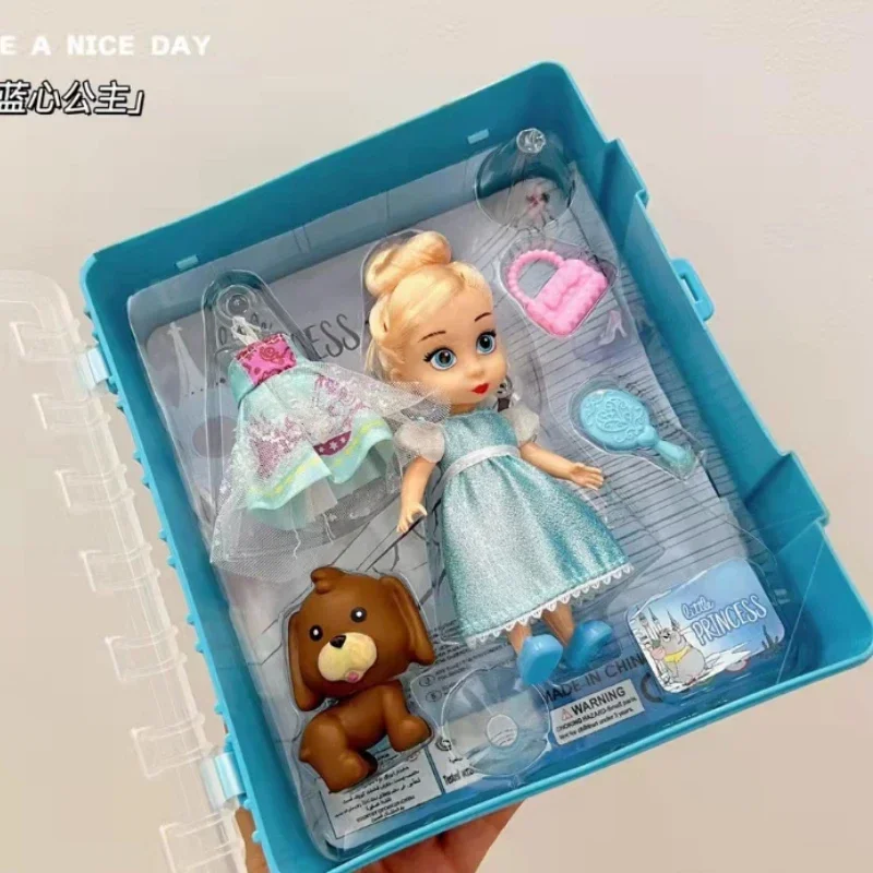 

Disney Frozen Anna Elsa Princess Doll Belle Long Hair The Little Mermaid Mini Salon Doll Dress Up Toy Set Toys for Girls