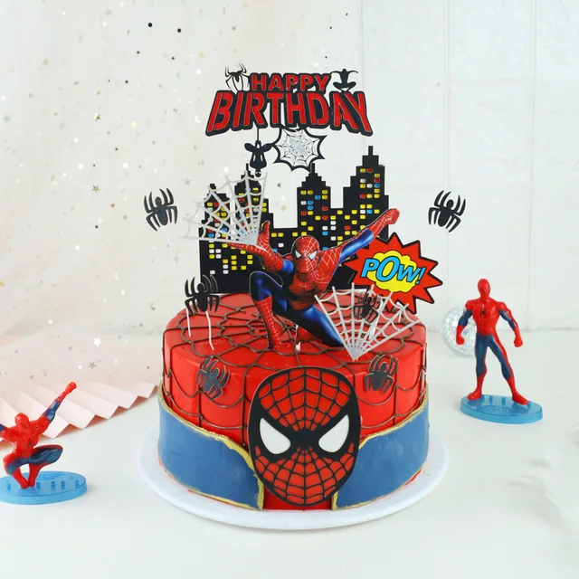 1set Spiderman Theme Cake Decoration Cake Toppers Super Hero Paper ...