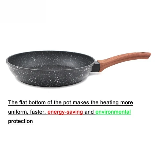 Master Star-Wooden Soft Touch Handle Pans, Black Granite Coating, Teflon Frier Induction Cooker, Non-stick Set,20/24/28cm 4
