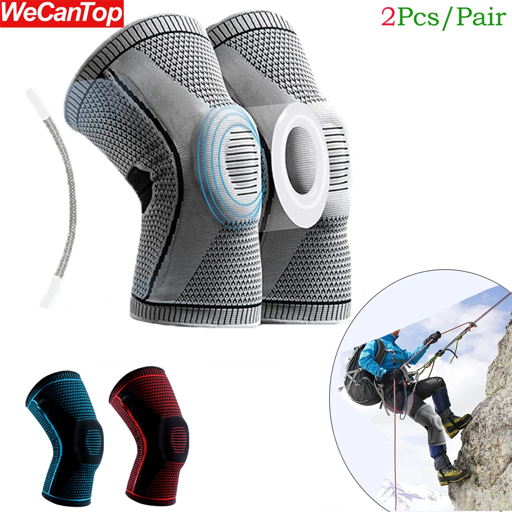 

1Pair Knee Braces Compression Sleeves with Silicone Gel & Spring Support for Knee Pain,Knee Patella Protector for Arthritis,Gym