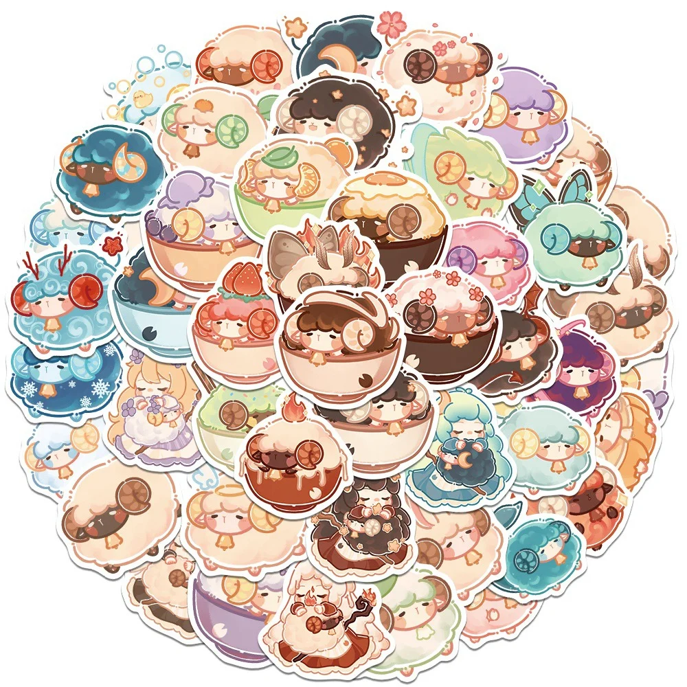

10/30/50PCS Cute Magic Baa Baa Sheep Graffiti Waterproof Sticker Creative Trend Decal Decoration Refrigerator Water CupWholesale
